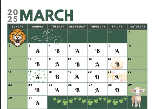 March AB Calendar